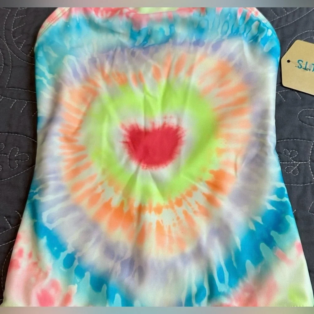 Thereabouts Girls Sunshine Tie Dye One Piece Swimsuit NWT Size S 7/8